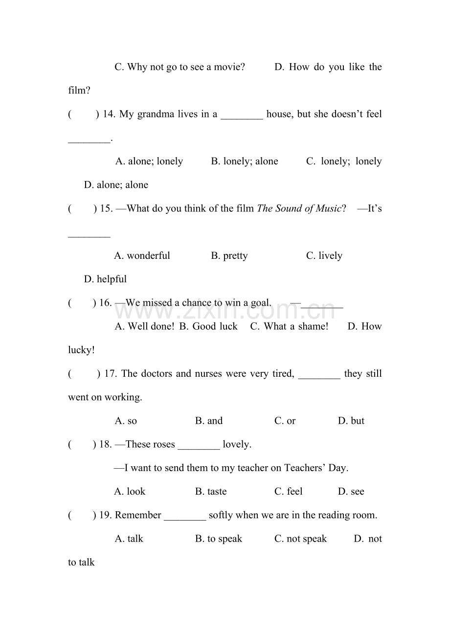 八年级英语下册教学检测题.doc_第3页