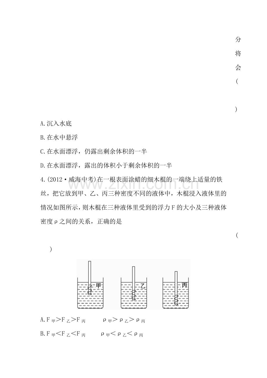 物体的浮沉条件精练精析.doc_第2页