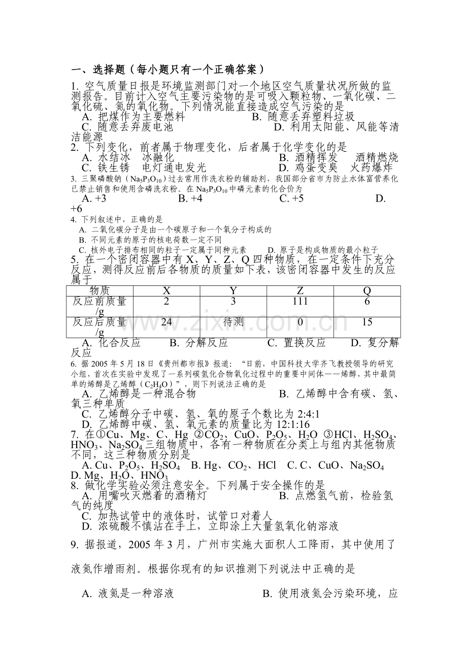 九年级化学下册适应性综合训练题3.doc_第1页