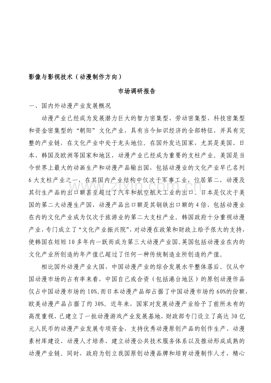 动漫专业调研报告.doc_第1页