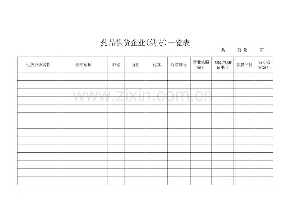 药品gsp相关表格.doc_第1页