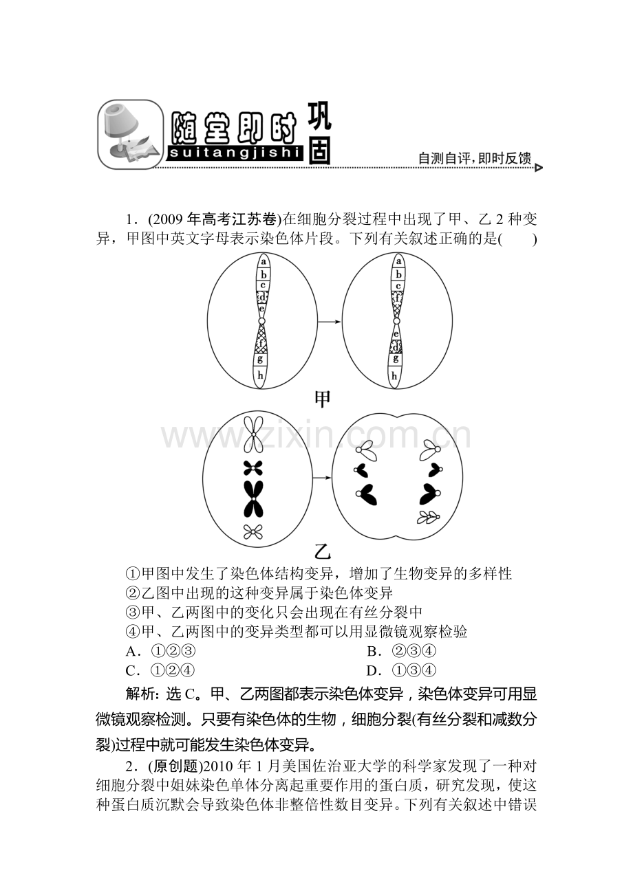 高三生物第一轮知识点优化复习题26.doc_第1页