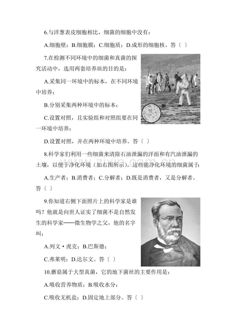 七年级生物细菌同步练习.doc_第2页