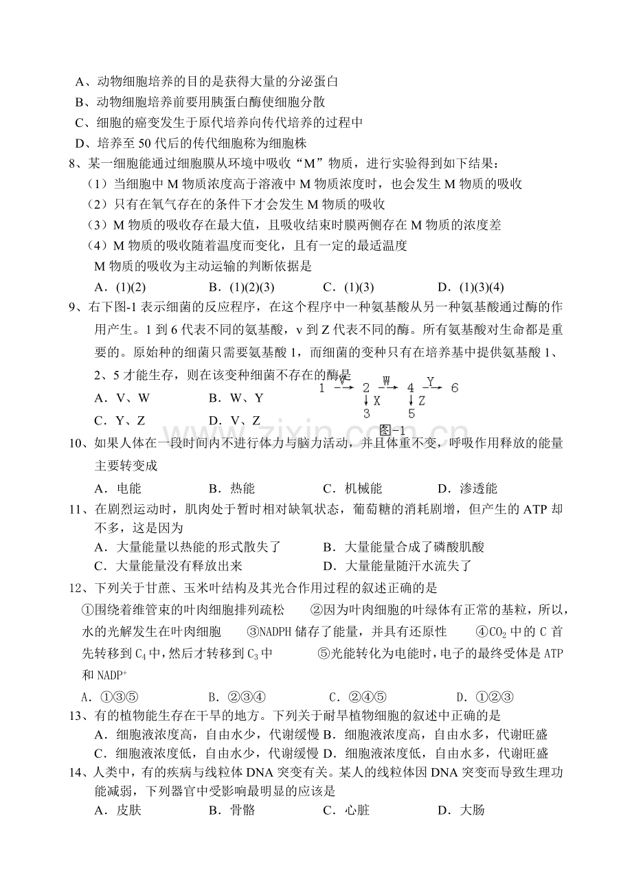 高三复习班生物月考试题.doc_第2页