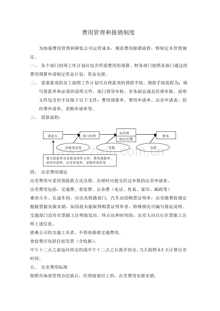 费用管理和报销制度.doc_第1页