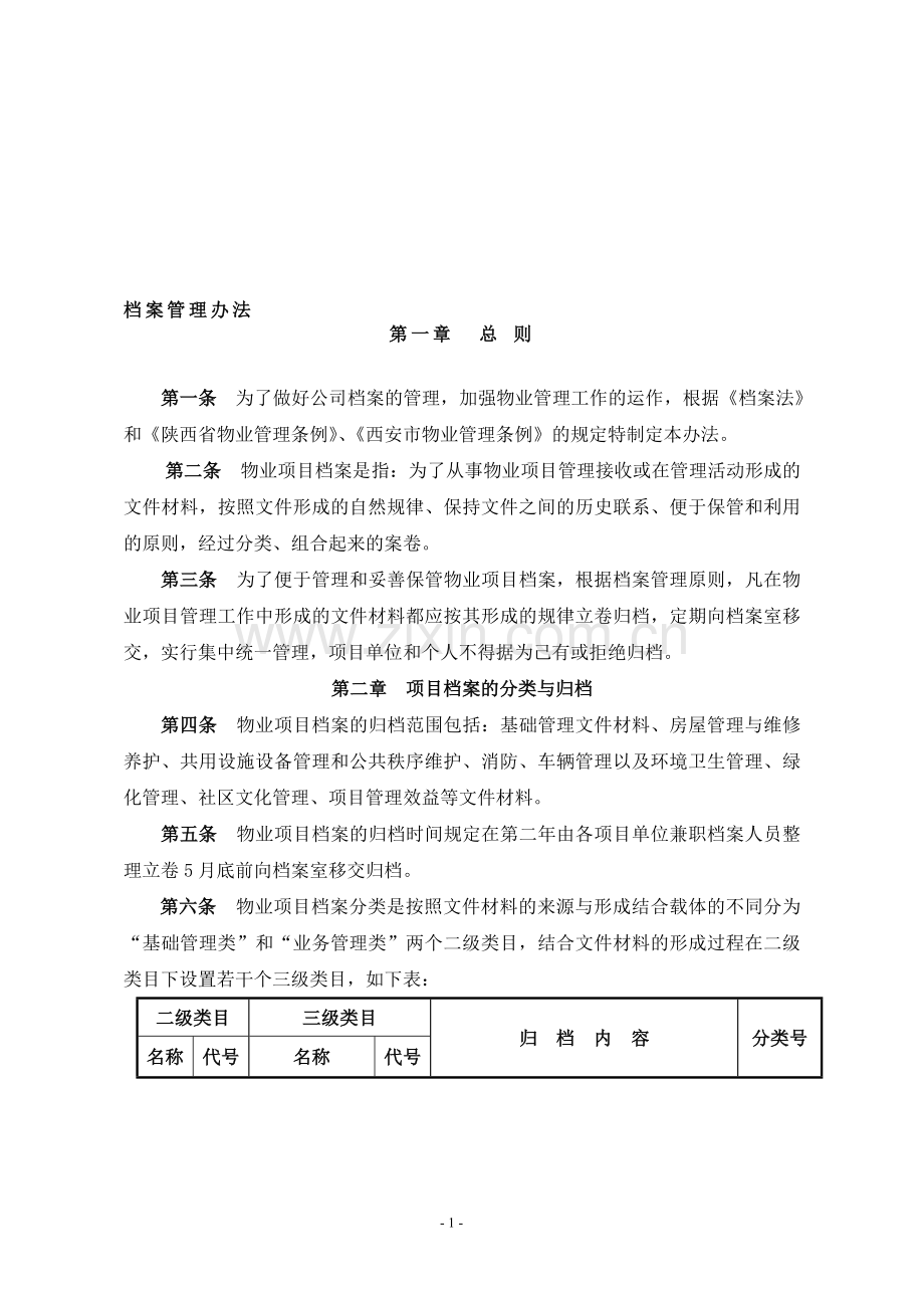 物业服务企业档案资料管理制度.doc_第1页