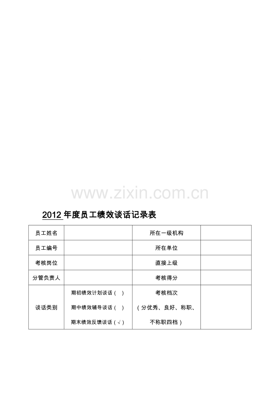 员工绩效谈话记录表(模板).doc_第1页