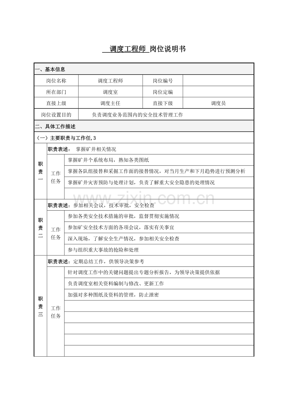 调度工程师岗位说明书.doc_第1页