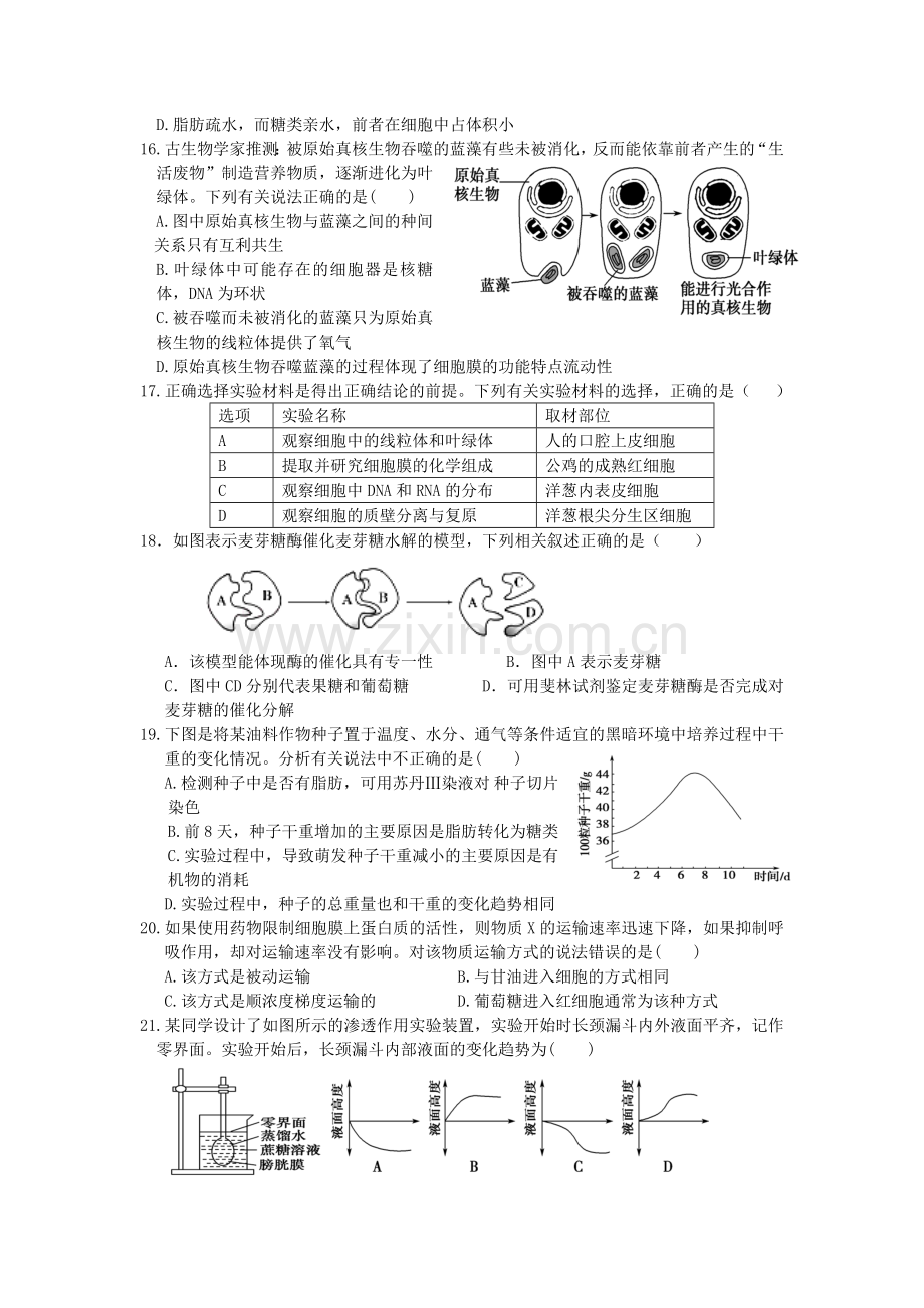 江西省九江一中2015-2016学年高一生物上册期末检测试题.doc_第3页