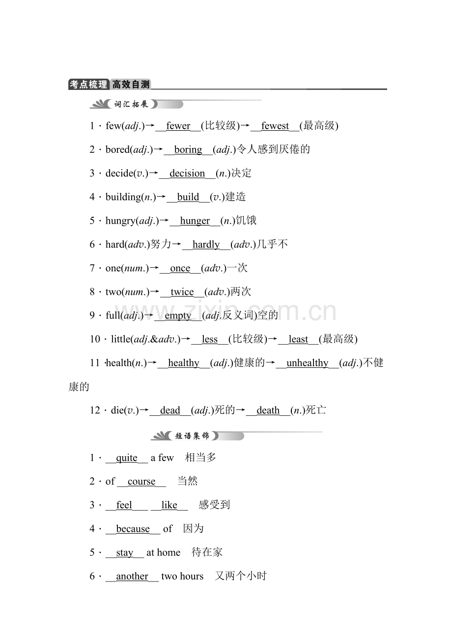 八年级英语上学期单元考点梳理检测2.doc_第1页