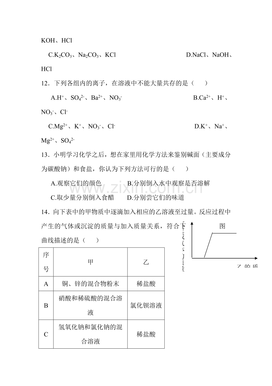 九年级化学盐和化肥同步练习2.doc_第3页