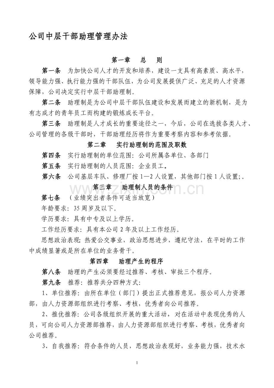 公司中层干部助理管理办法.doc_第1页