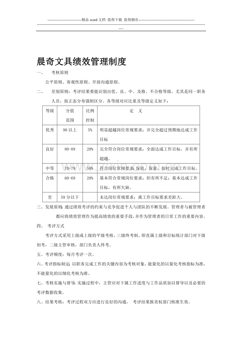 晨奇文具绩效管理制度.doc_第1页