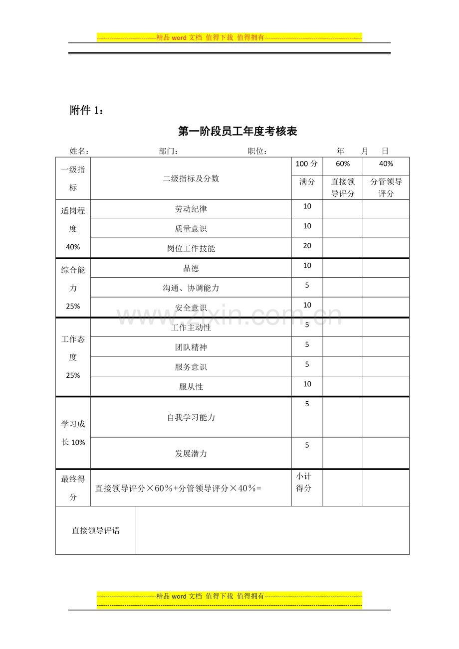 2011年公司员工年终考核方案..doc_第3页