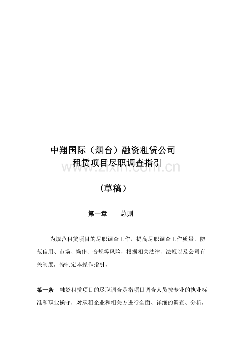 中翔国际(烟台)融资租赁公司租赁项目尽职调查操作指引.doc_第1页