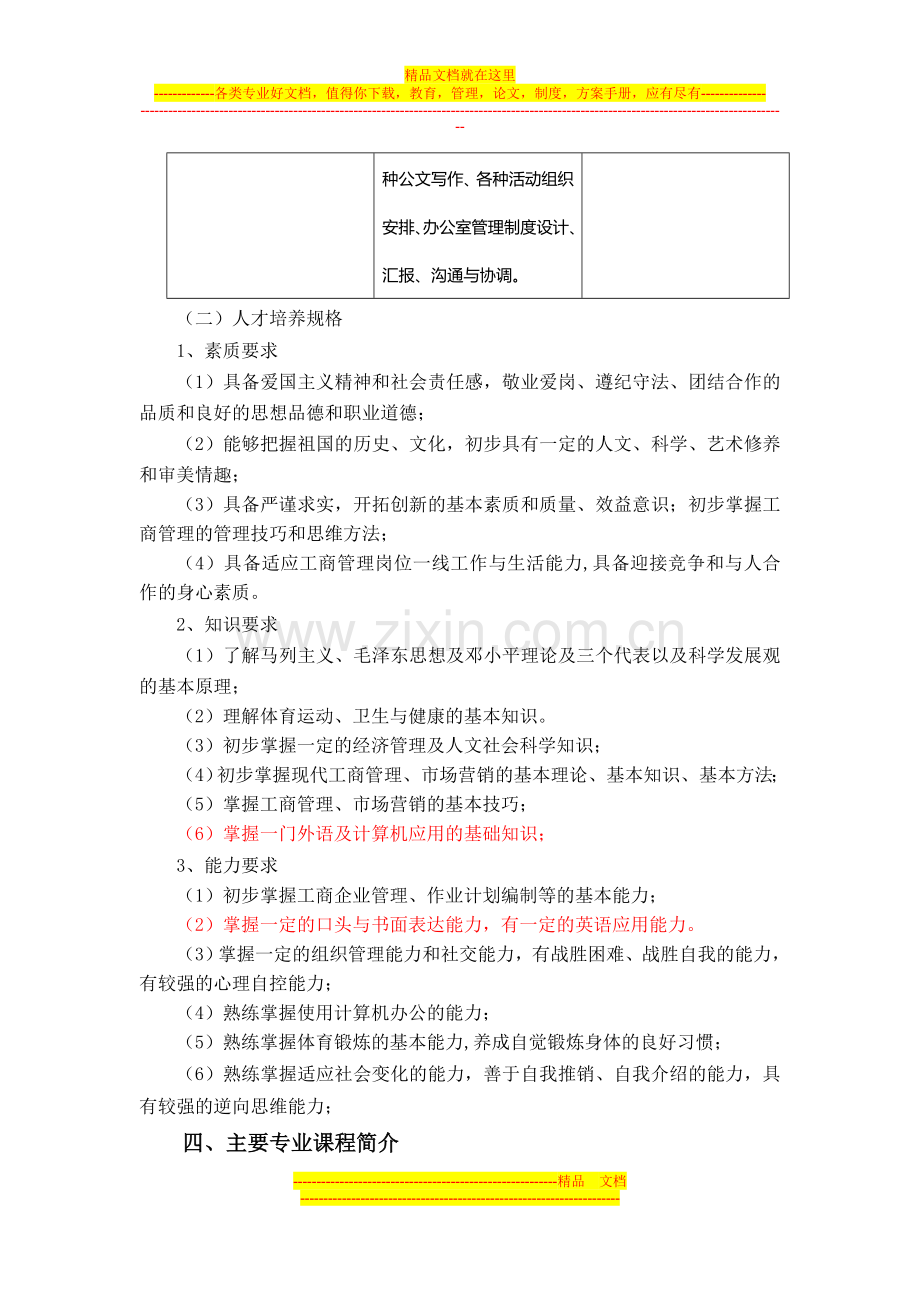 重庆科创职业学院工商企业管理人才培养方案修订.doc_第3页