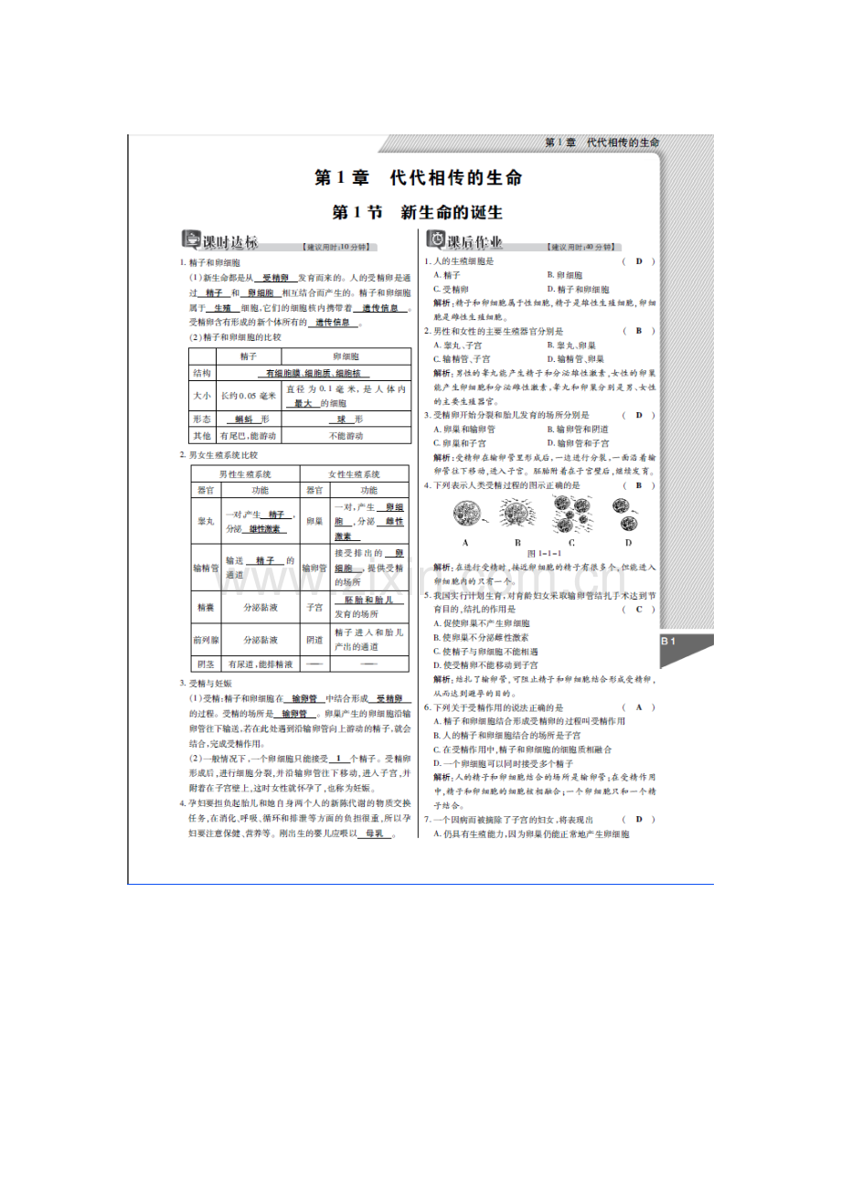 新生命的诞生检测题.doc_第1页