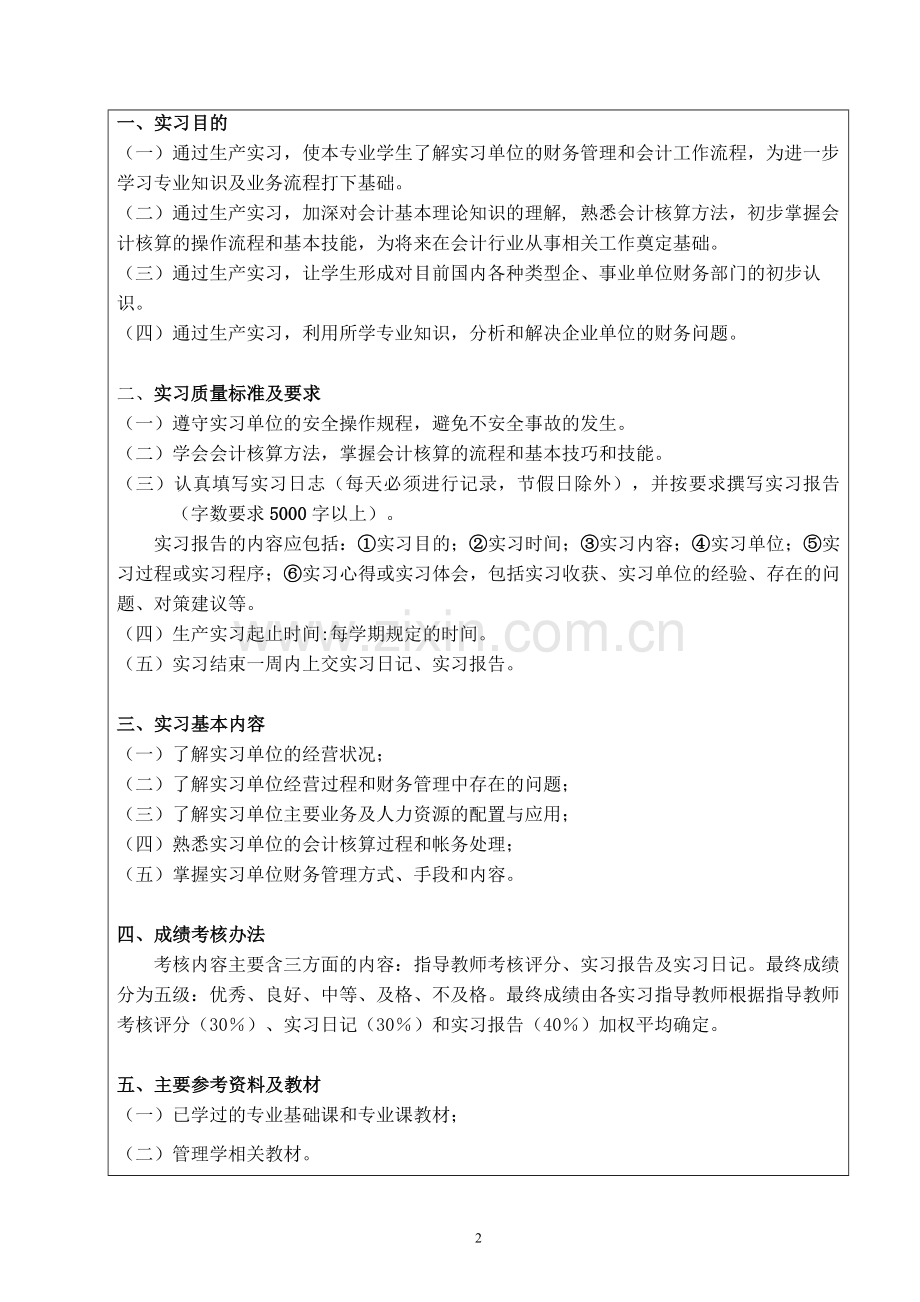 财务管理专业生产实习大纲.doc_第2页