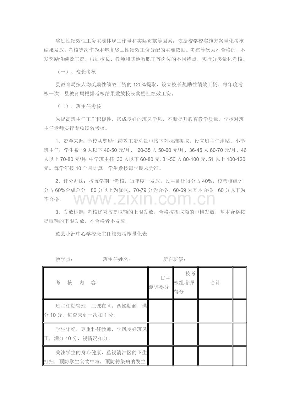 歙县小洲中心学校教职工绩效考核工作实施办法.doc_第2页