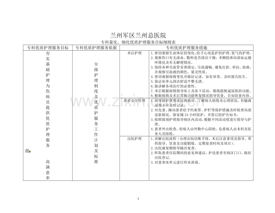 专科量化、细化优质护理服务目标落实制度表.doc_第3页