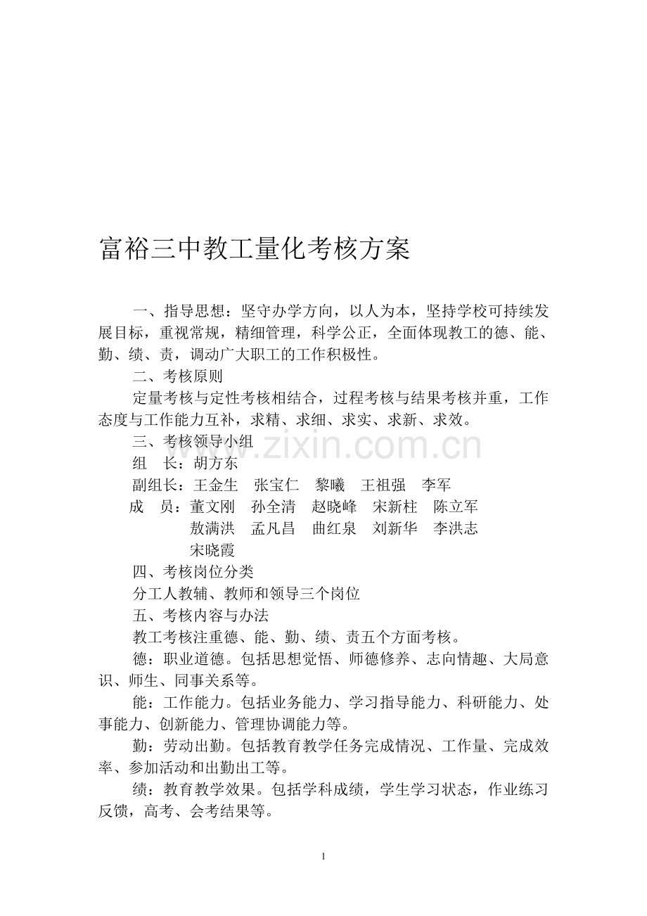 富裕三中教工量化考核方案20140902..doc_第1页