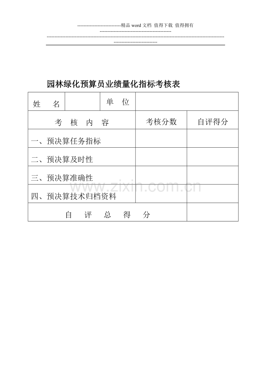 业绩量化指标考核表2011.3.4..doc_第1页