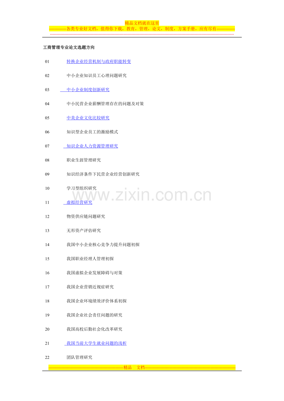 工商管理专业论文选题方向.docx_第1页