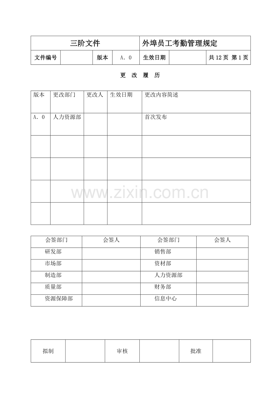 外埠考勤管理规定.doc_第1页