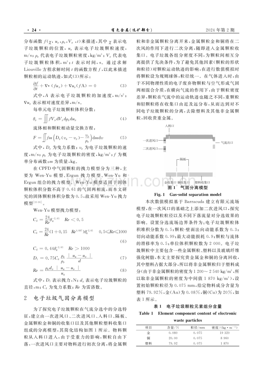 基于CPFD多密度电子垃圾颗粒分离影响因素研究.pdf_第3页