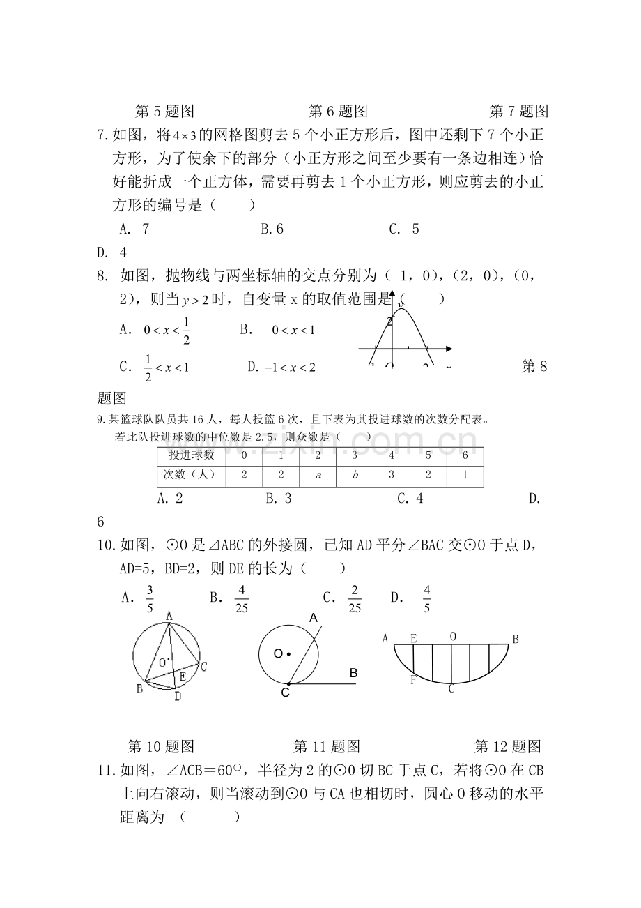 九年级数学模拟复习检测试卷5.doc_第2页