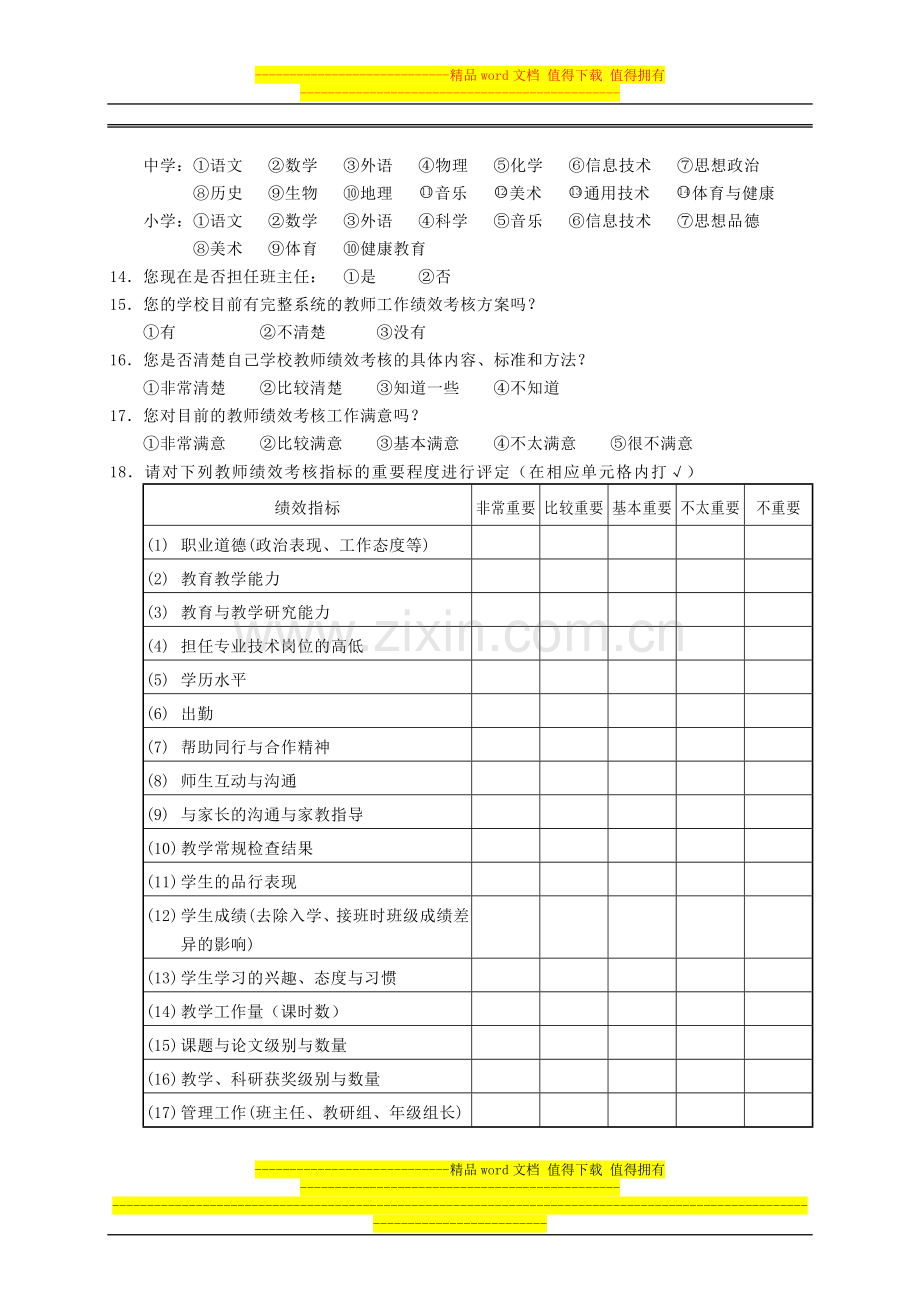 教师绩效考核调查问卷(定稿)..doc_第2页