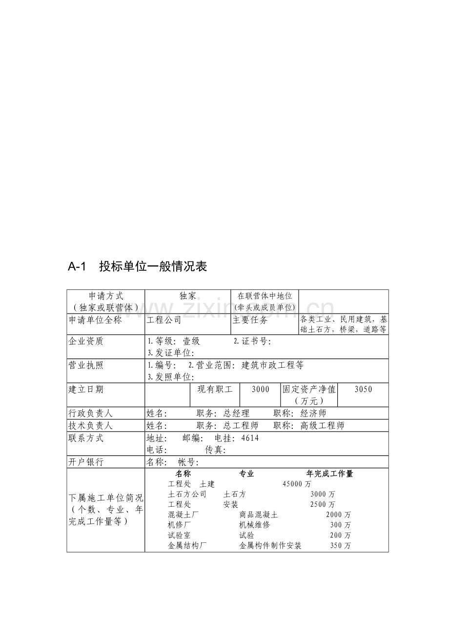 工程项目标准投标书编制格式.doc_第1页