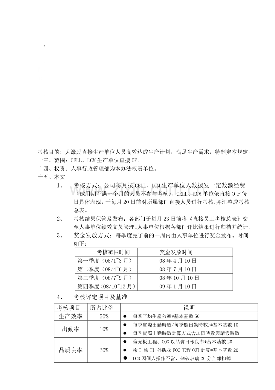 产线员工绩效考核管理办法.doc_第1页