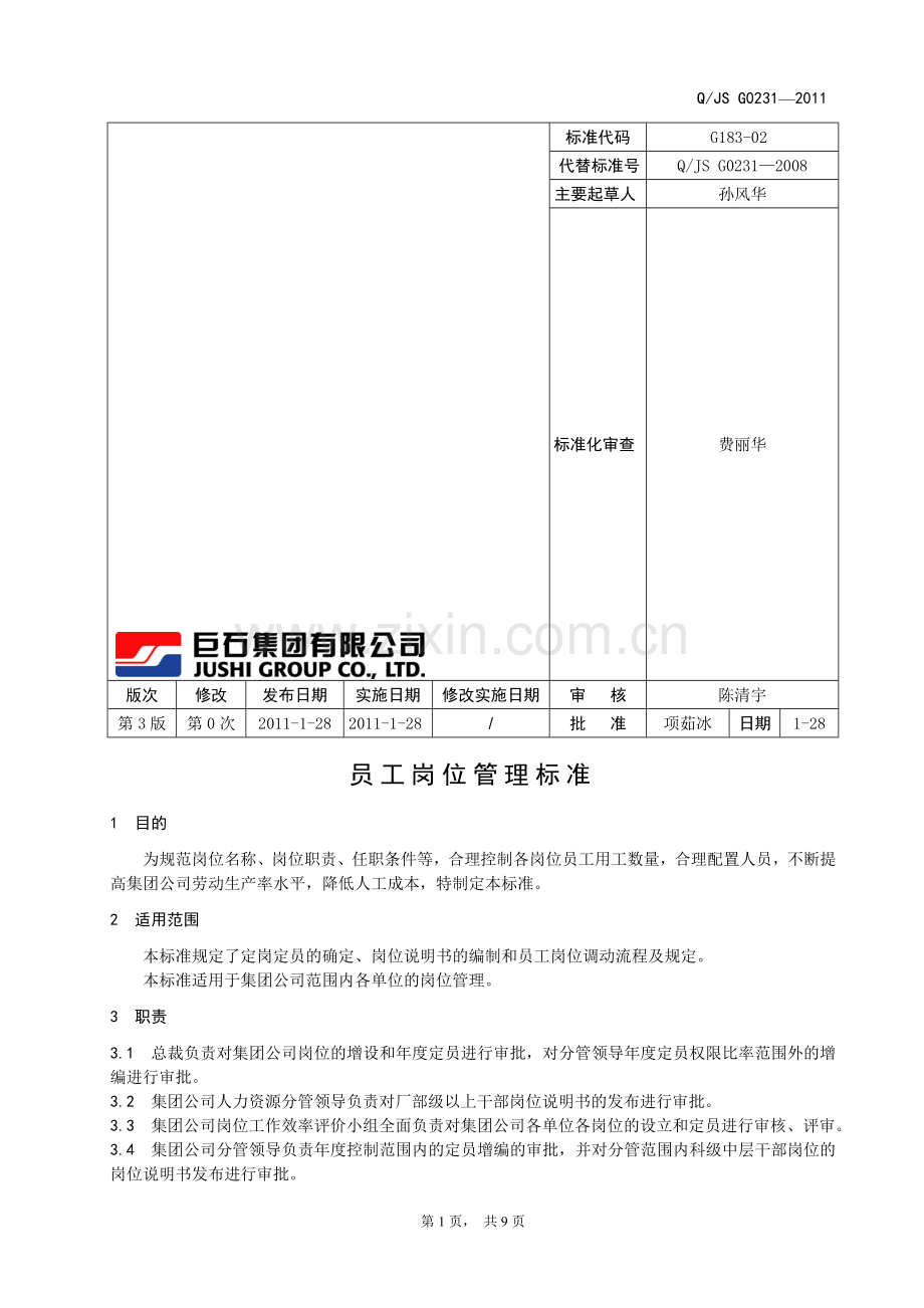 员工岗位管理标准.doc_第1页