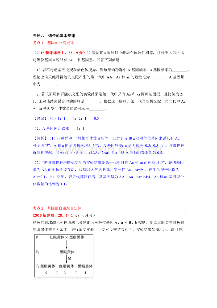 2015年高考生物试题知识点专题汇编7.doc_第1页