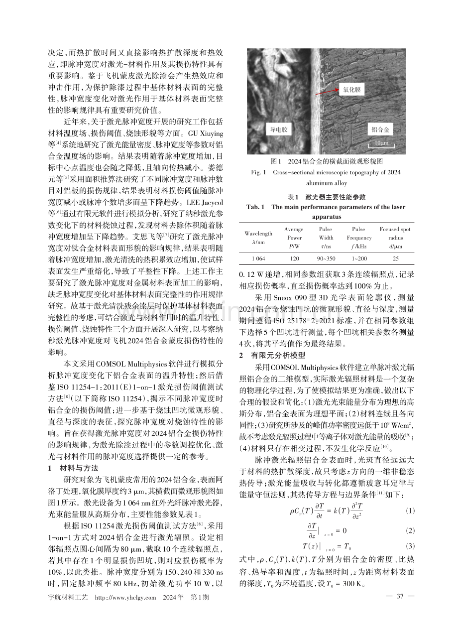 纳秒激光脉冲宽度对2024铝合金损伤特性的影响.pdf_第2页