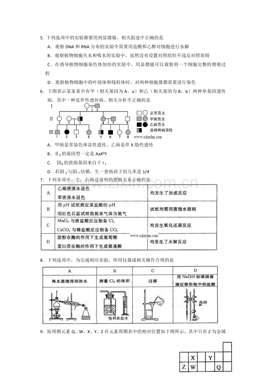 高三理综下册二轮复习检测试题.doc_第2页