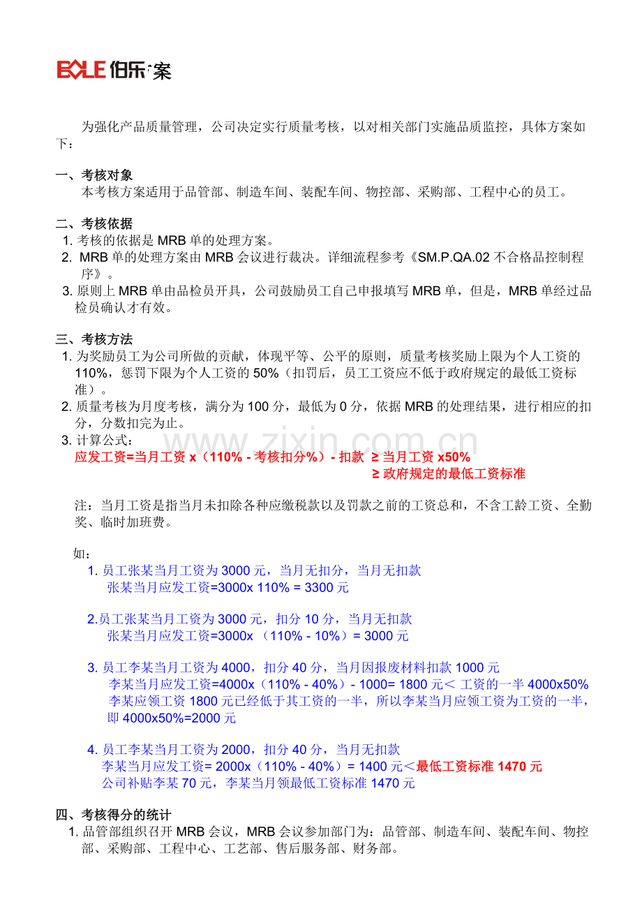 品管员绩效考核方案.doc_第1页