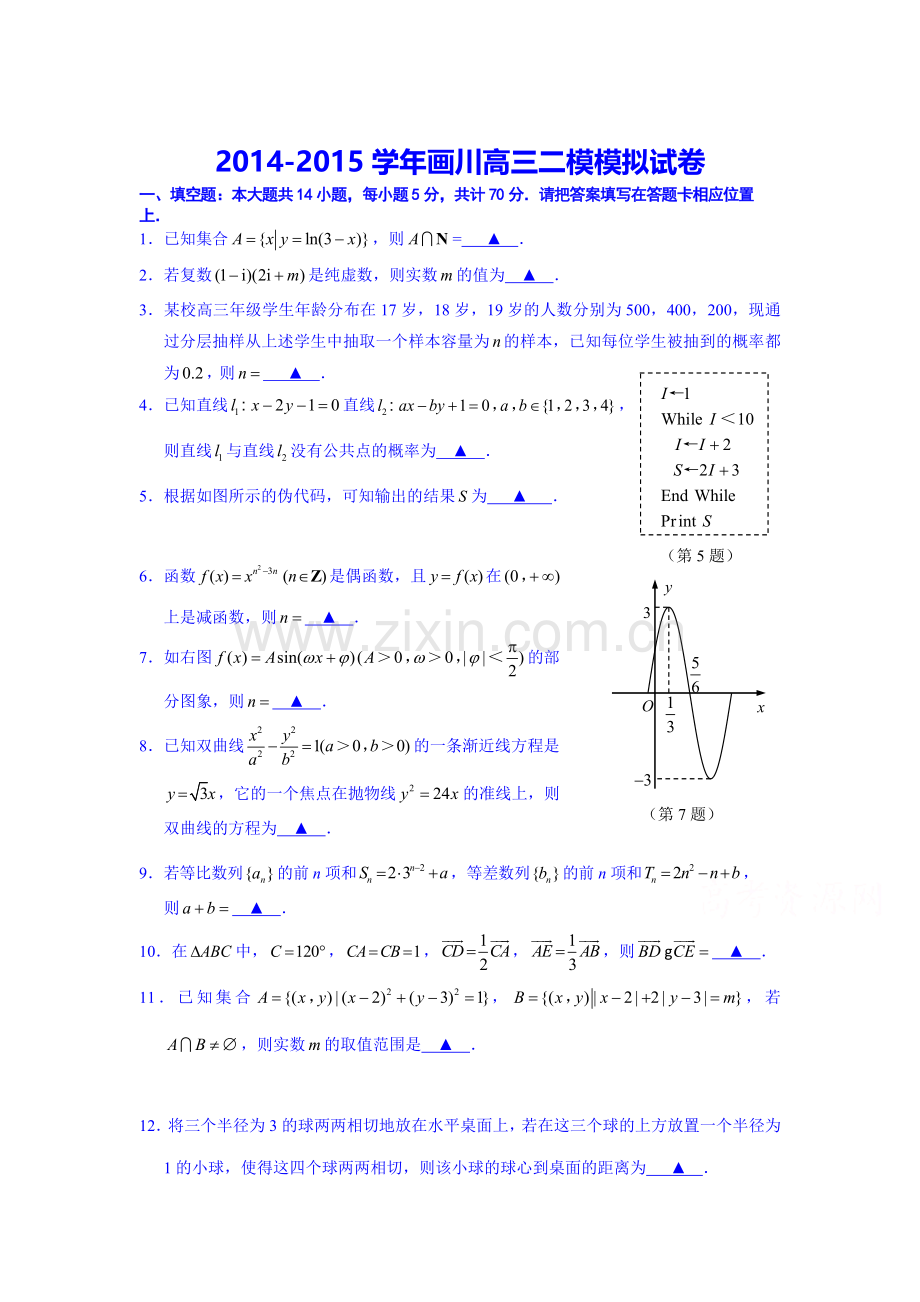 2016届高考数学模拟考试题.doc_第1页