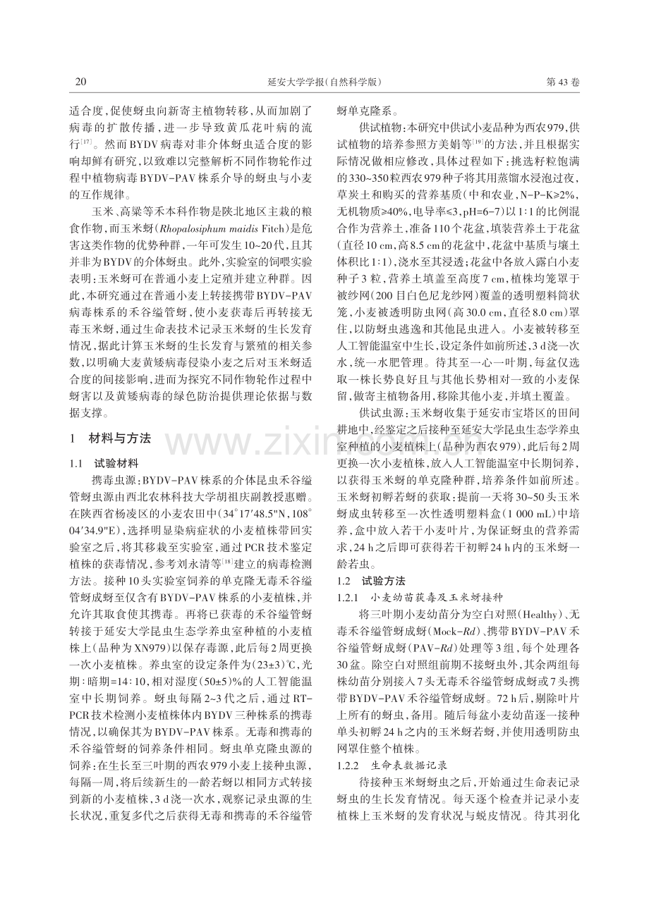 大麦黄矮病毒-PAV株系侵染小麦对玉米蚜适合度的影响.pdf_第2页