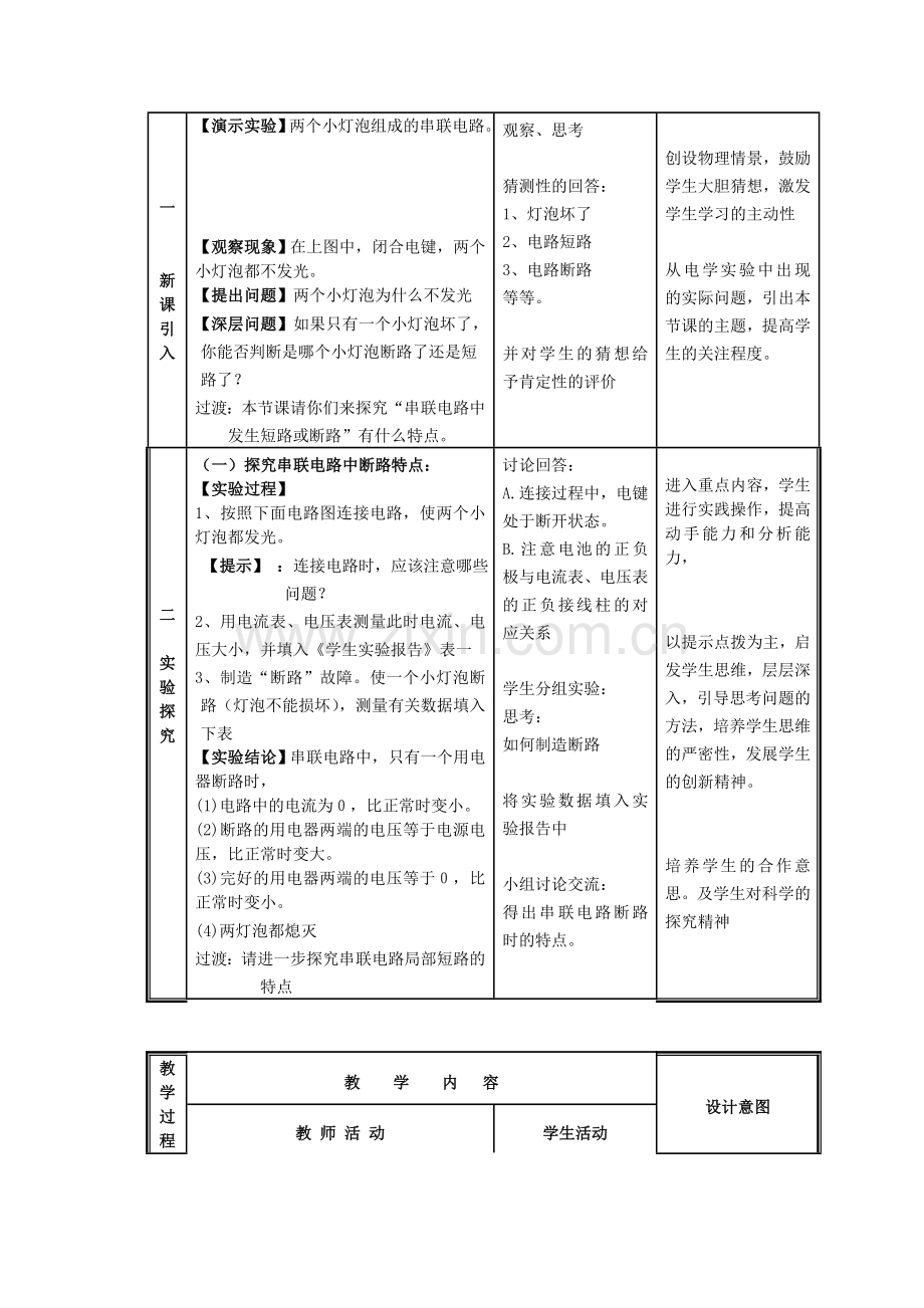 八年级物理下册《串联电路故障专题》教学设计-人教新课标版.doc_第2页