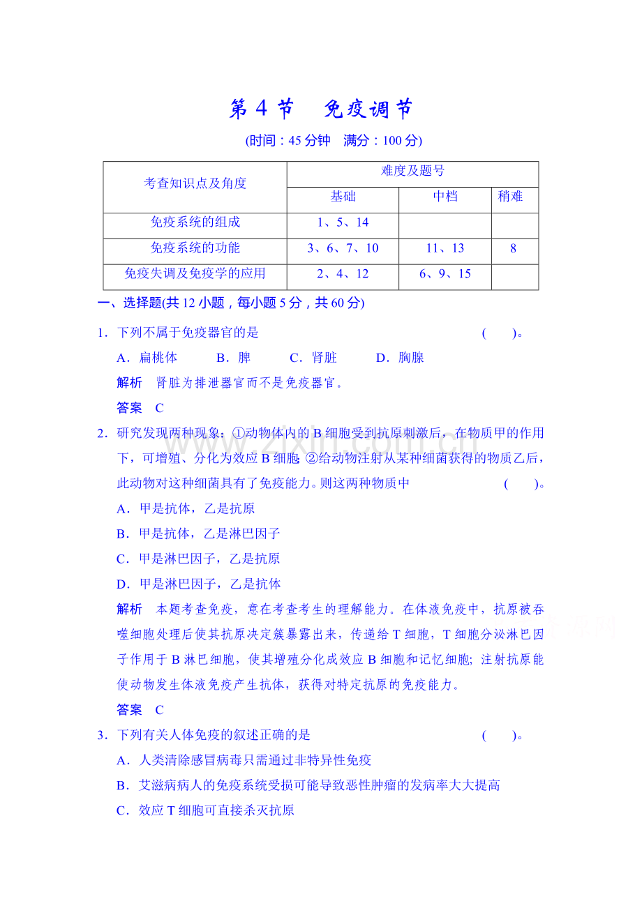 高二生物下册课时综合检测题28.doc_第1页