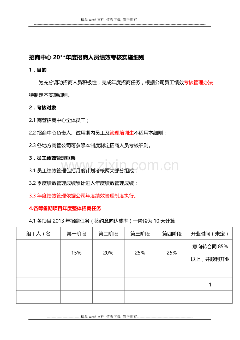 招商中心绩效管理实施办法(重要).doc_第1页