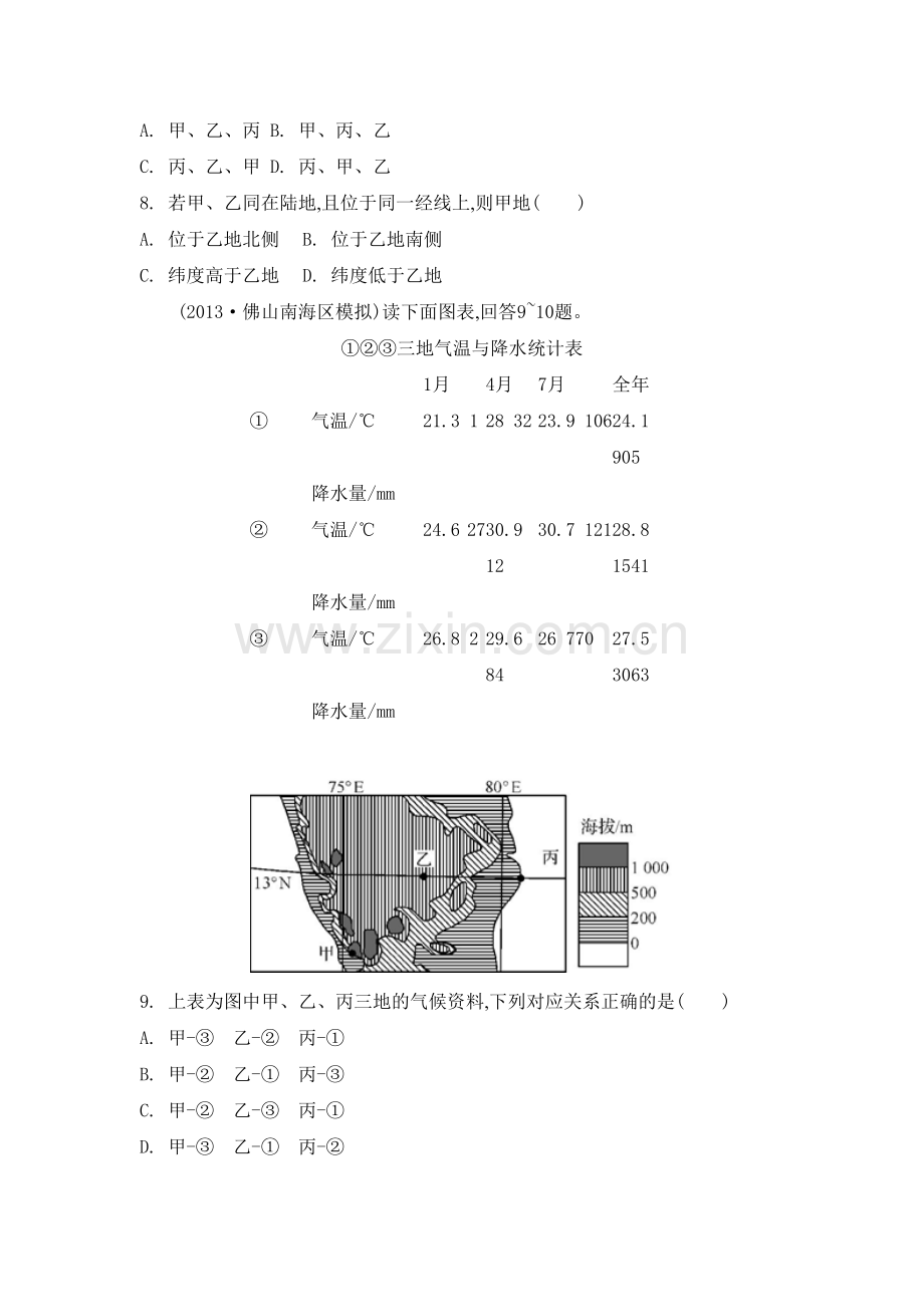 高三地理总复习专题评估检测12.doc_第3页