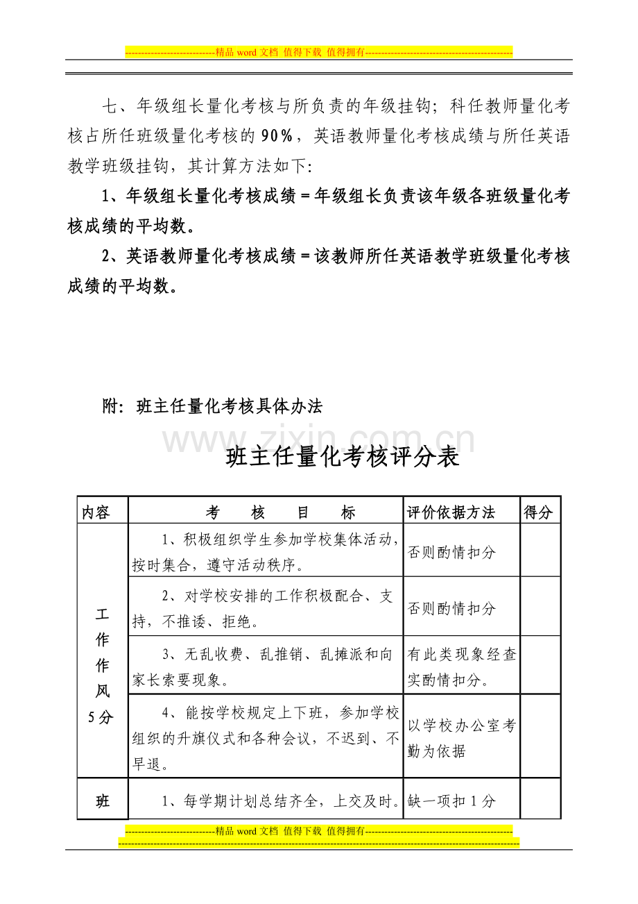 小学班主任工作量化考核表..doc_第3页