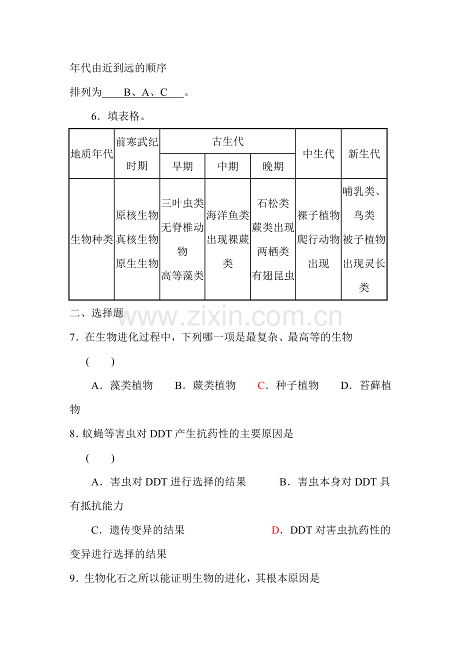 生物的进化同步练习2.doc_第2页