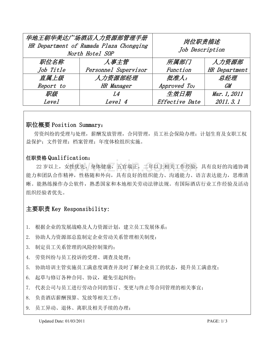 HR-人事主管岗位职责.doc_第1页