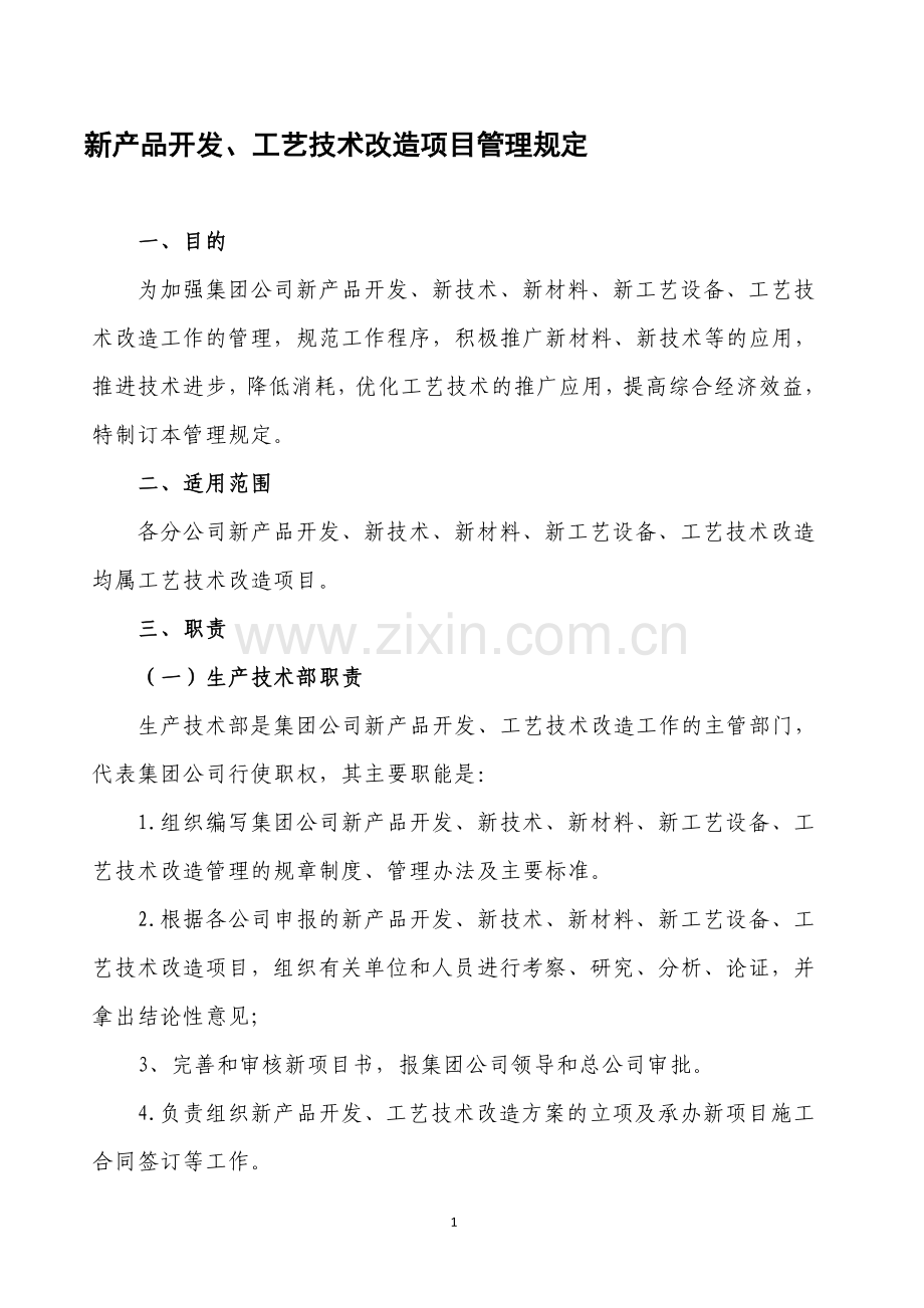 工艺技术改造项目管理规定.doc_第1页