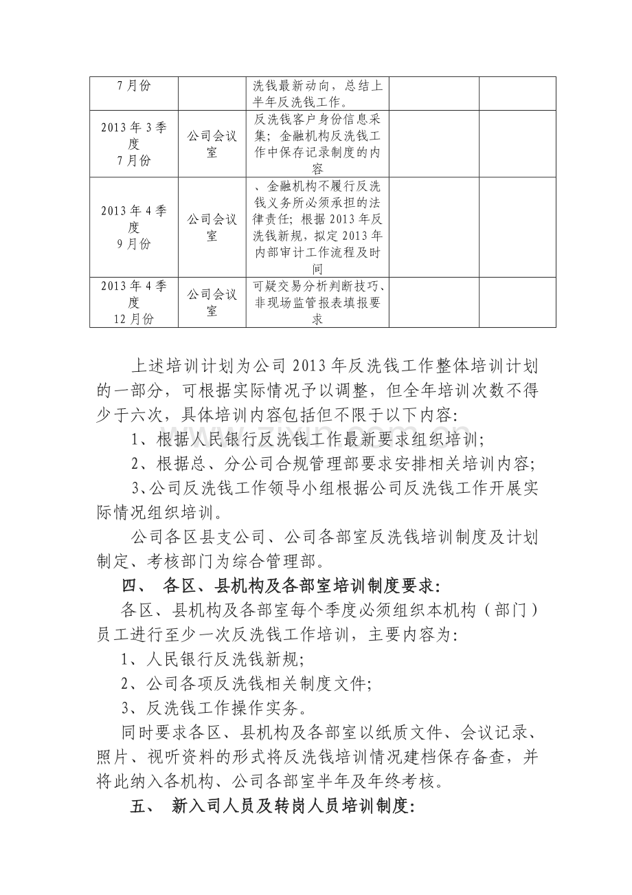 保险公司2013年反洗钱培训制度及培训计划.doc_第3页