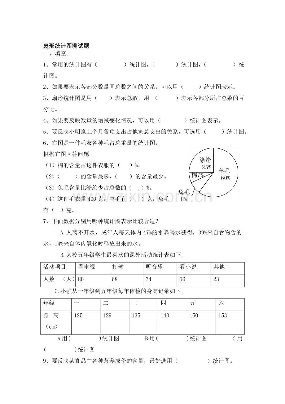 扇形统计图课时练习题4.doc_第1页